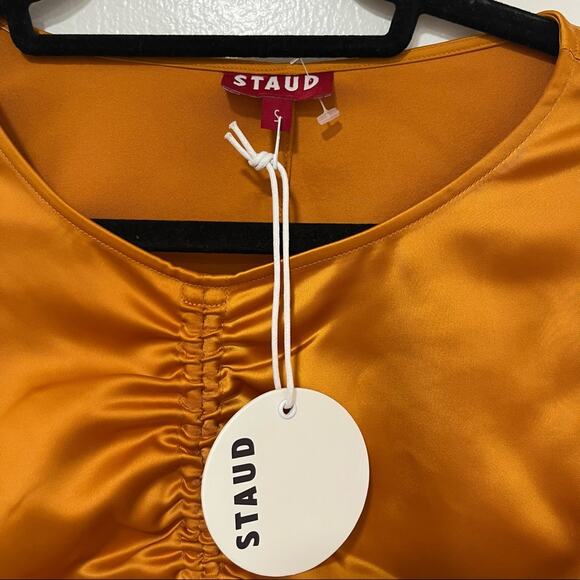 Staud Blossom Cinch Top in Cumin / Rust Satin NWT Size S - Picture 8 of 12